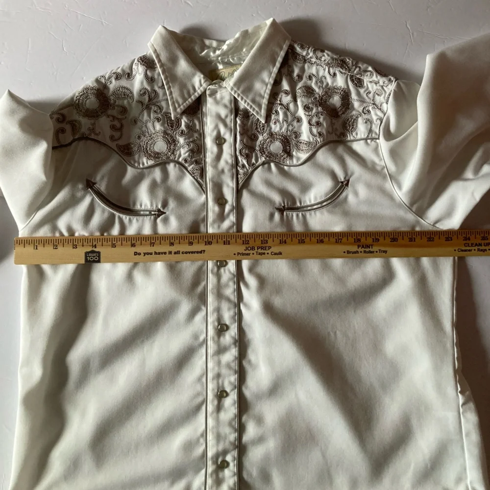 Roper SZ XL White and Black Western Shirt long sleeve beautifully embroidered - Picture 11 of 12